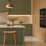 White and Walnut Island Kitchen modular kitchen design
