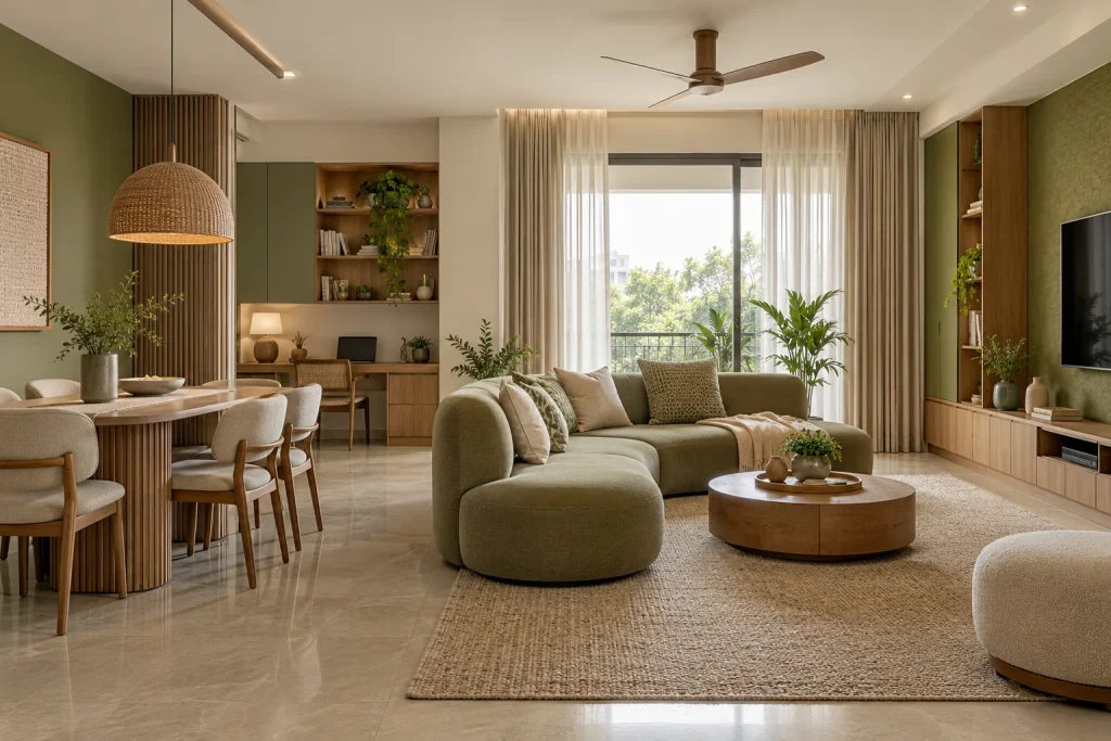 Family-friendly furniture, Integrated work nook, Concealed everyday storage in Olive Family Haven